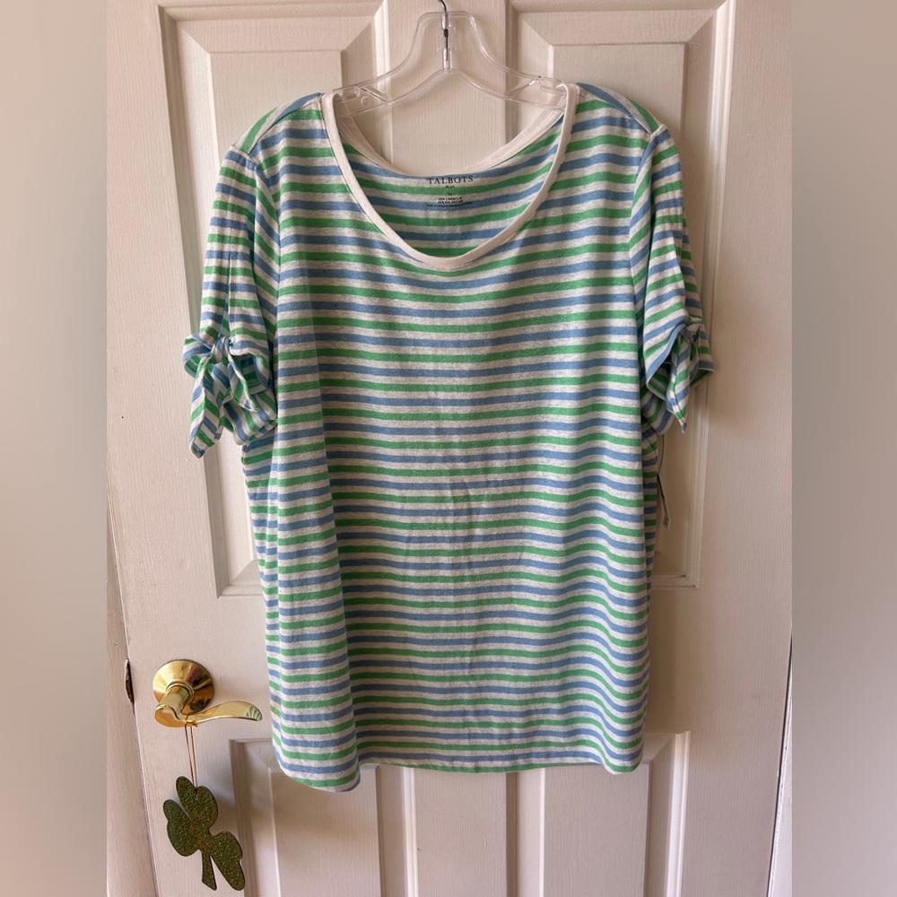 NWT Talbots Striped Tee with Shoulder Ties